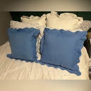 (2) Blue Scalloped Pillow